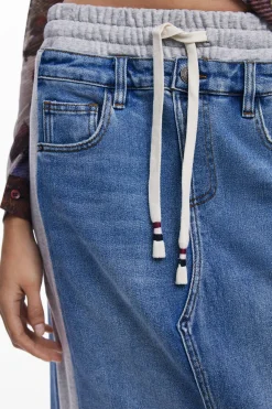 Faldas Y Shorts-Desigual Falda midi denim híbrida