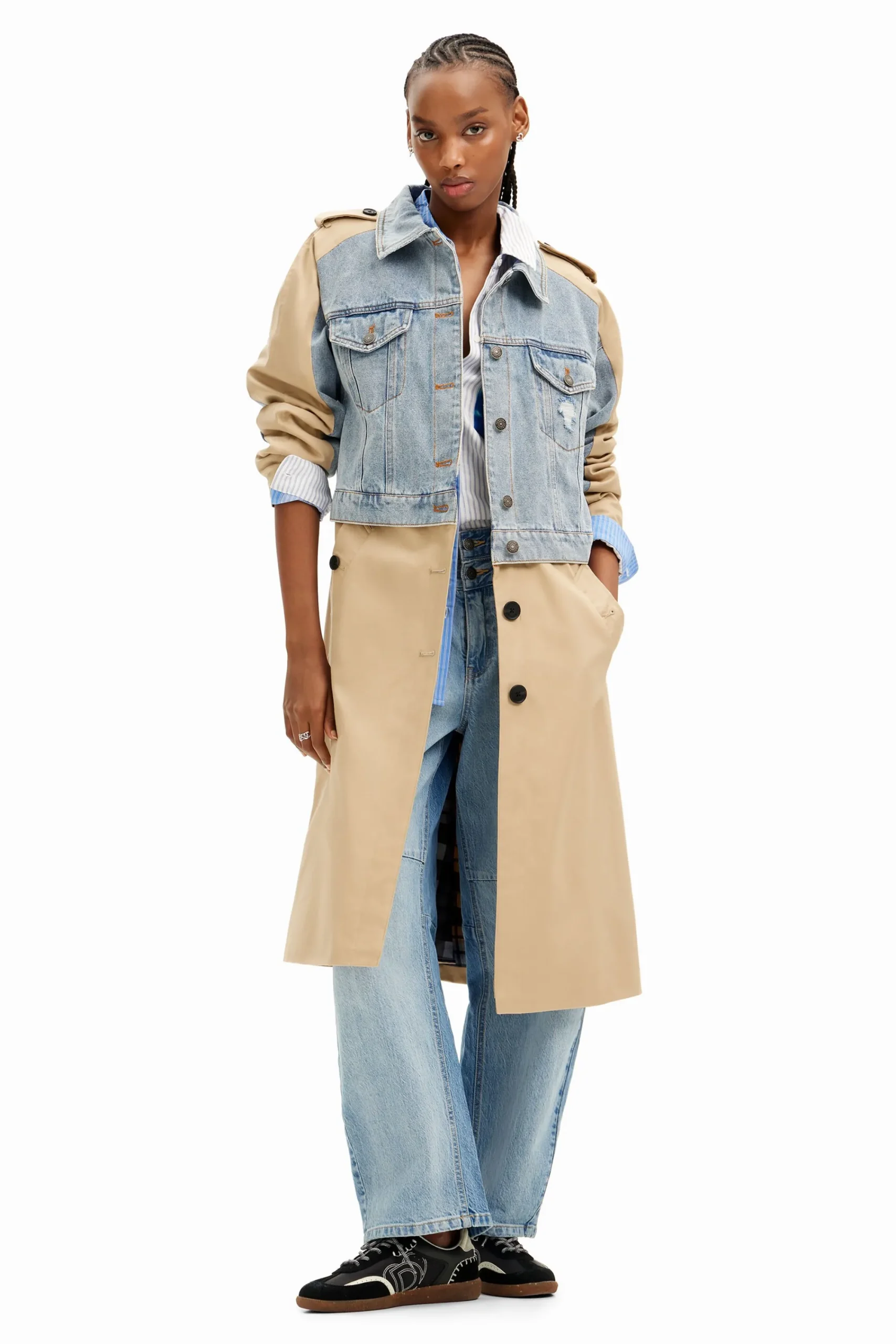 Abrigos Y Chaquetas-Desigual Gabardina híbrida denim