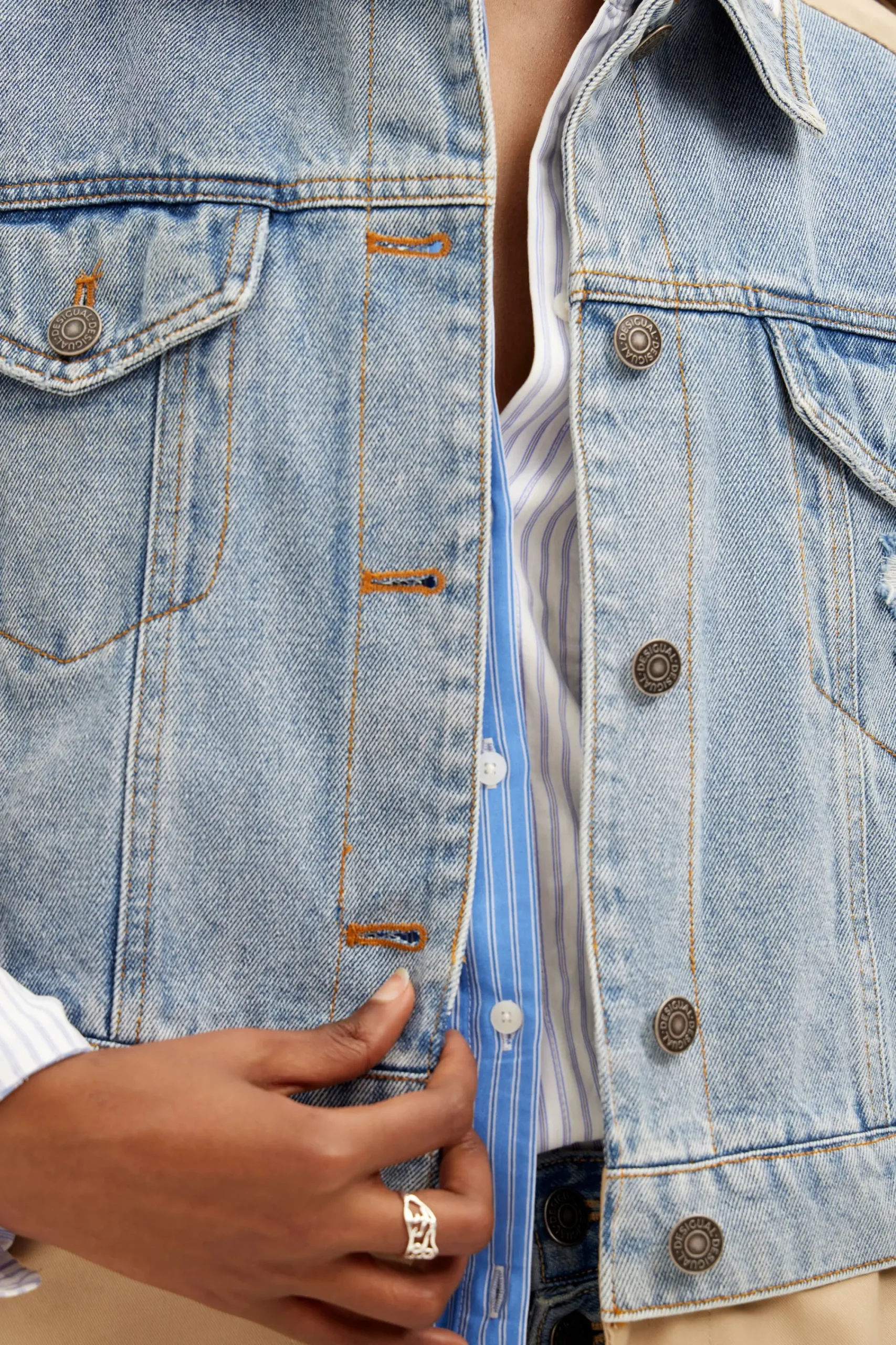 Abrigos Y Chaquetas-Desigual Gabardina híbrida denim