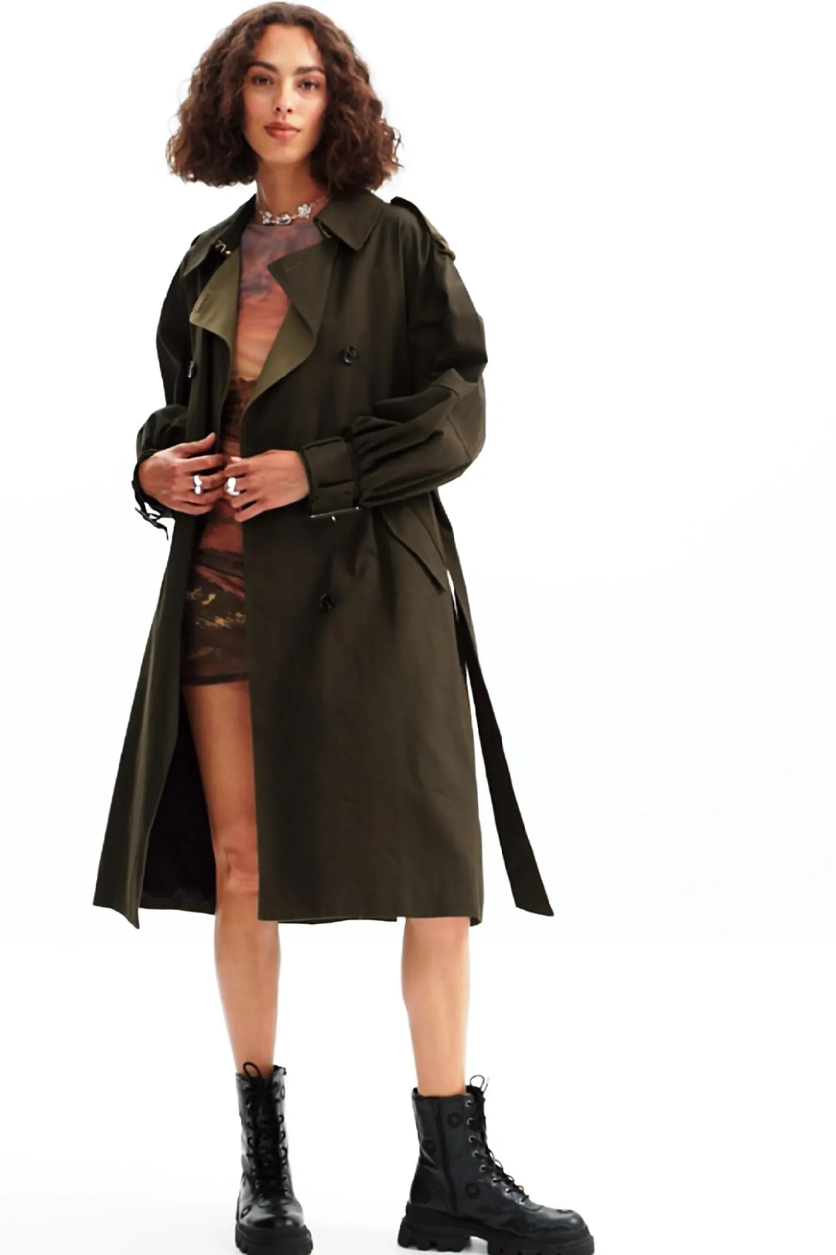 Abrigos Y Chaquetas-Desigual Gabardina oversize cinturón