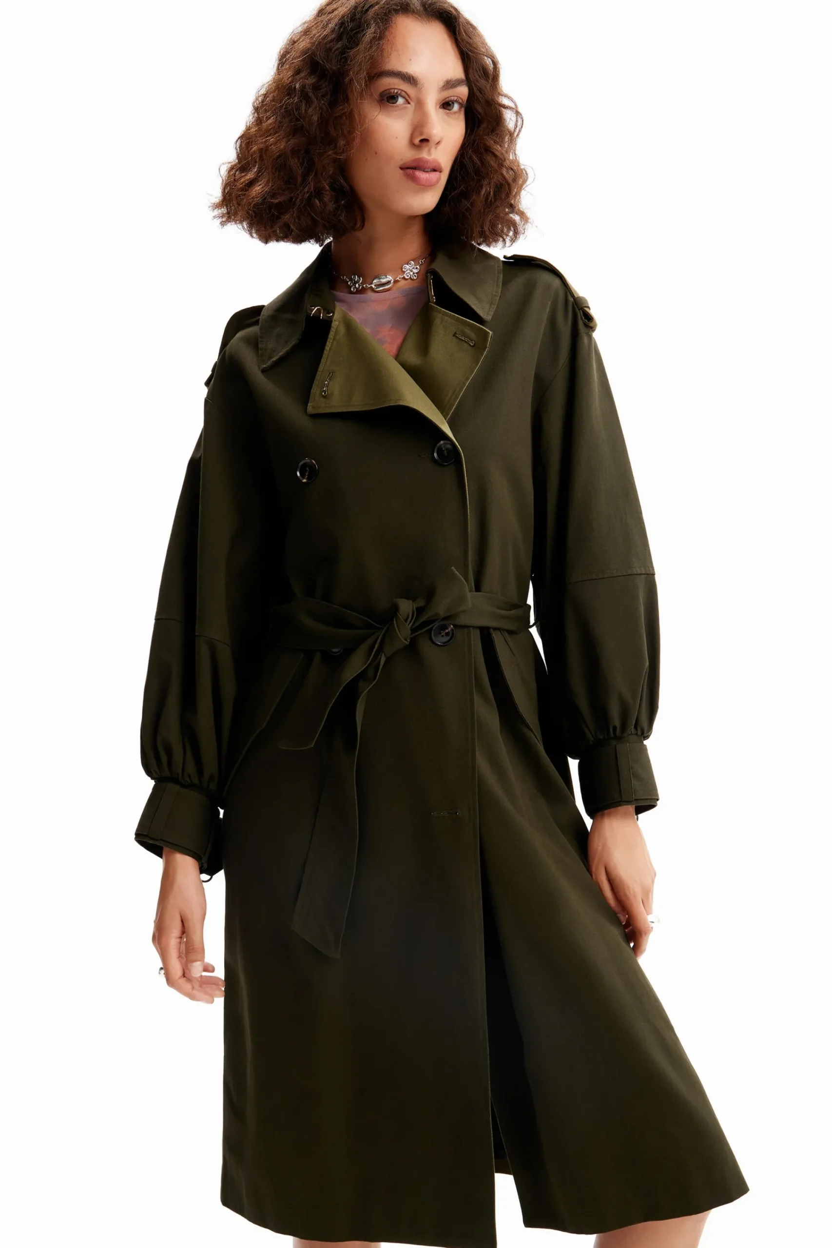 Abrigos Y Chaquetas-Desigual Gabardina oversize cinturón