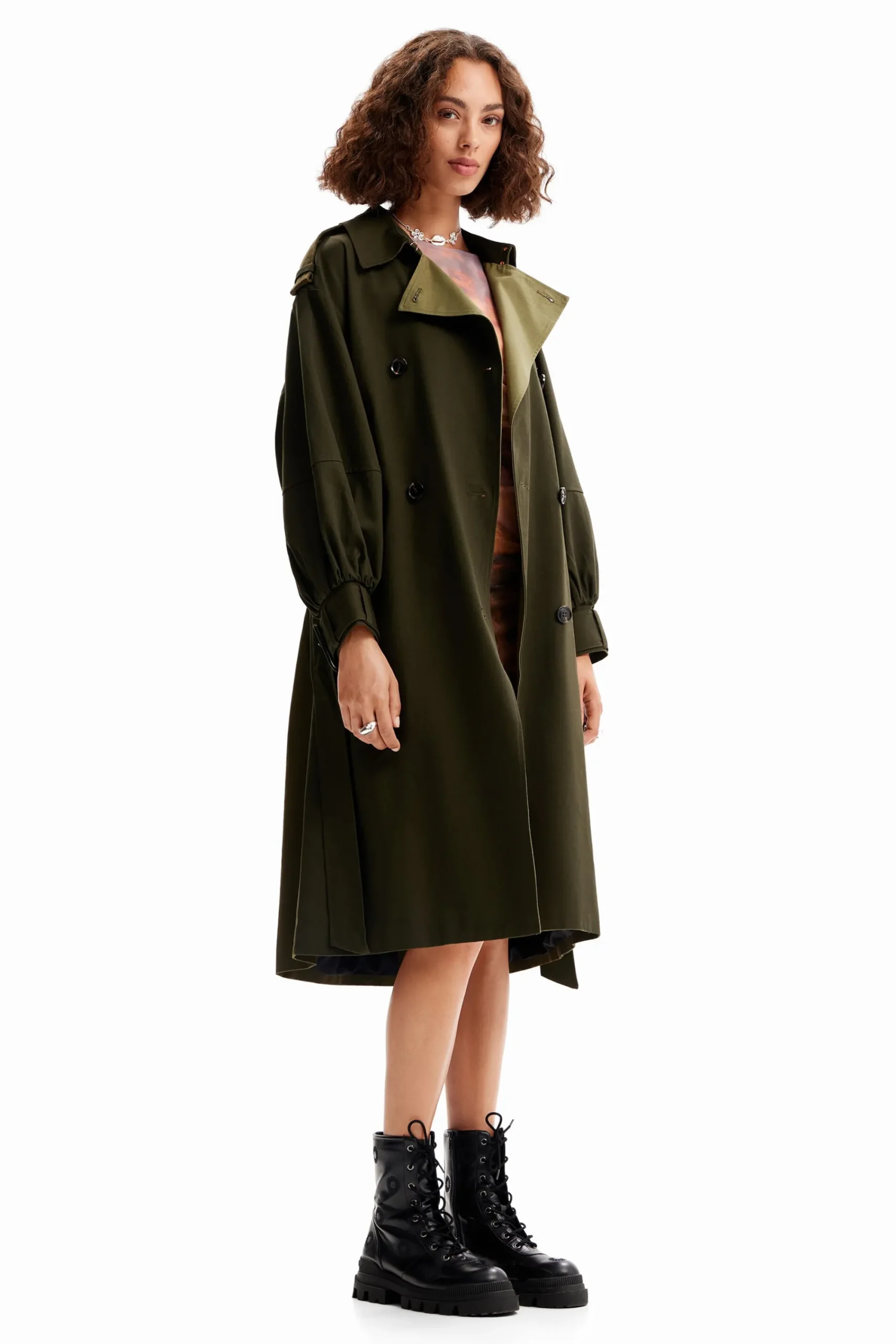 Abrigos Y Chaquetas-Desigual Gabardina oversize cinturón
