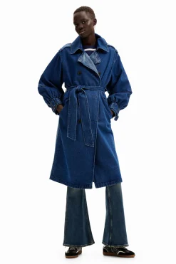 Abrigos Y Chaquetas-Desigual Gabardina oversize denim