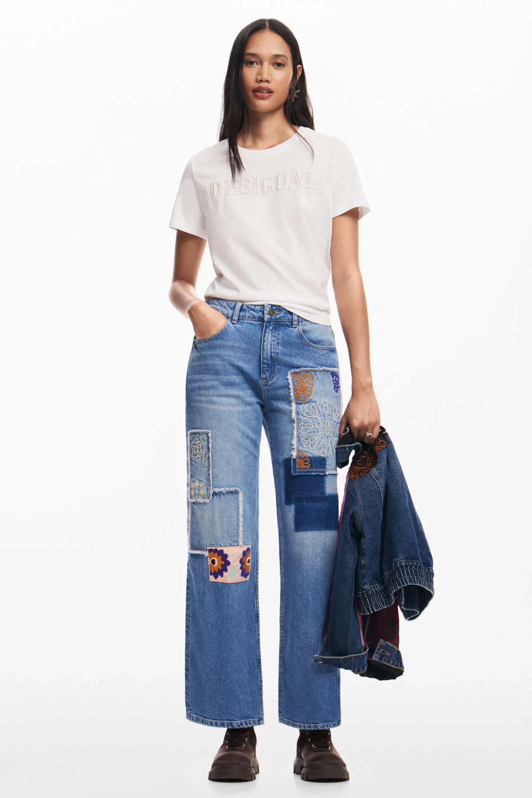 Vaqueros|Pantalones-Desigual Jeans patchwork