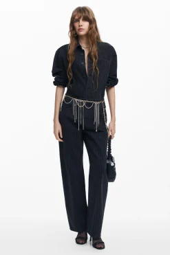 Vaqueros|Pantalones-Desigual Jeans rectos pespuntes
