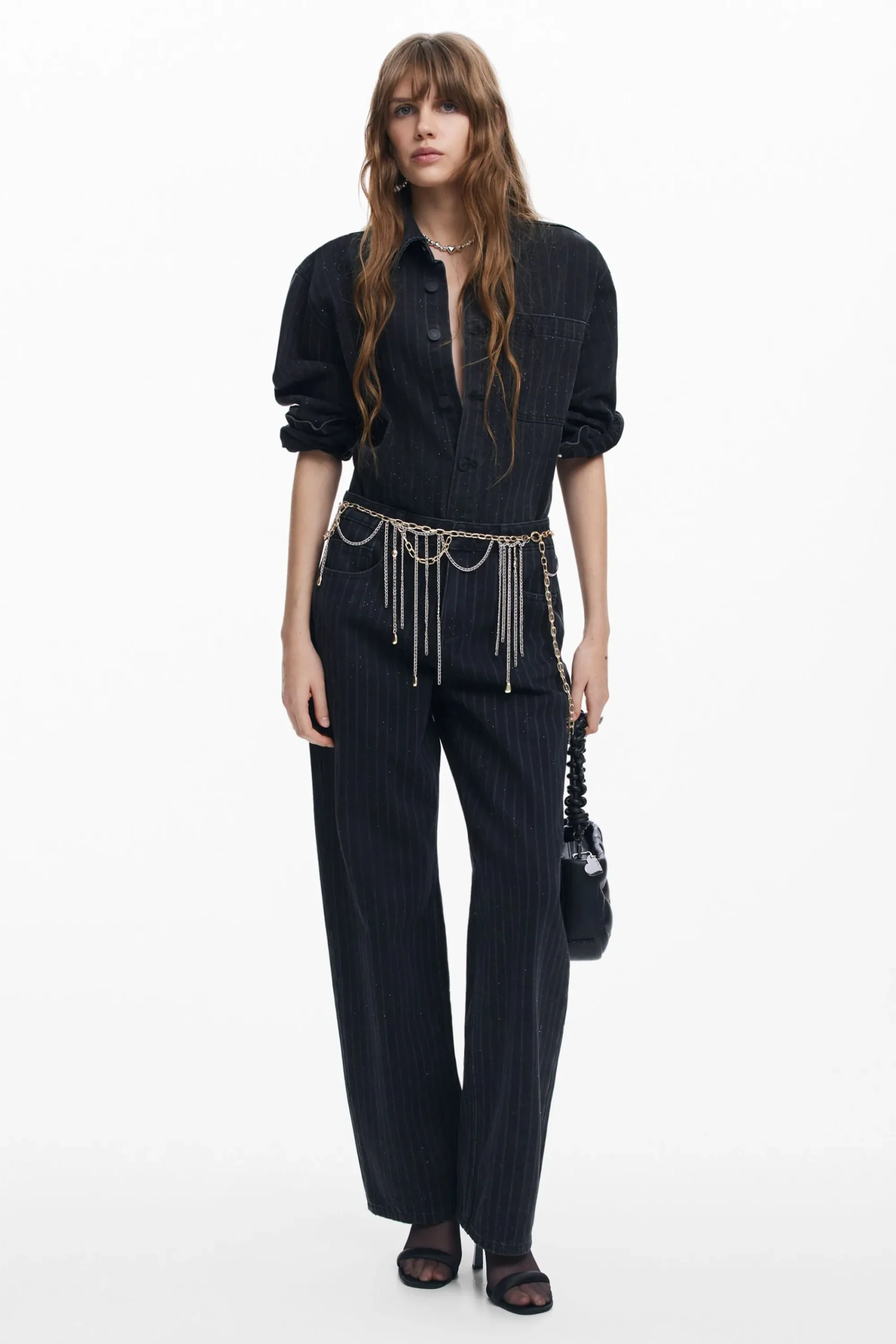 Vaqueros|Pantalones-Desigual Jeans rectos pespuntes