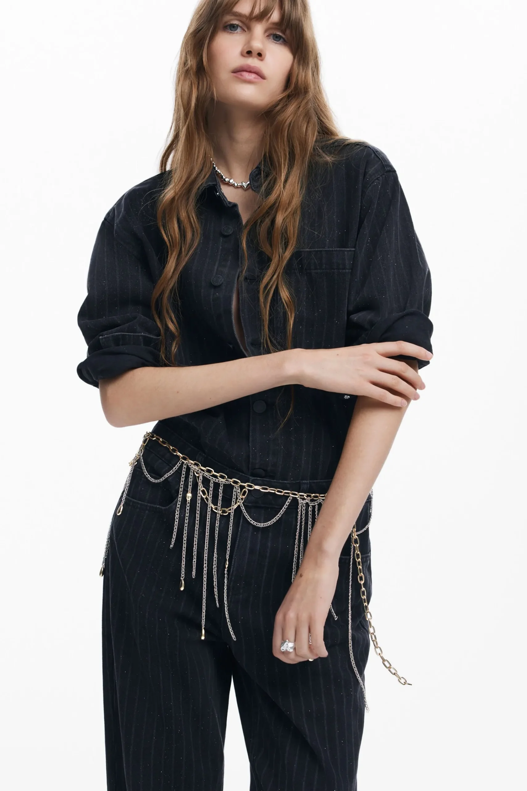 Vaqueros|Pantalones-Desigual Jeans rectos pespuntes