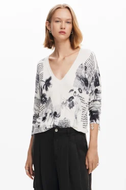 Ropa De Punto|Jerséis-Desigual Jersey de punto estampado textos