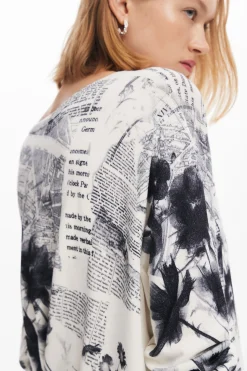 Ropa De Punto|Jerséis-Desigual Jersey de punto estampado textos
