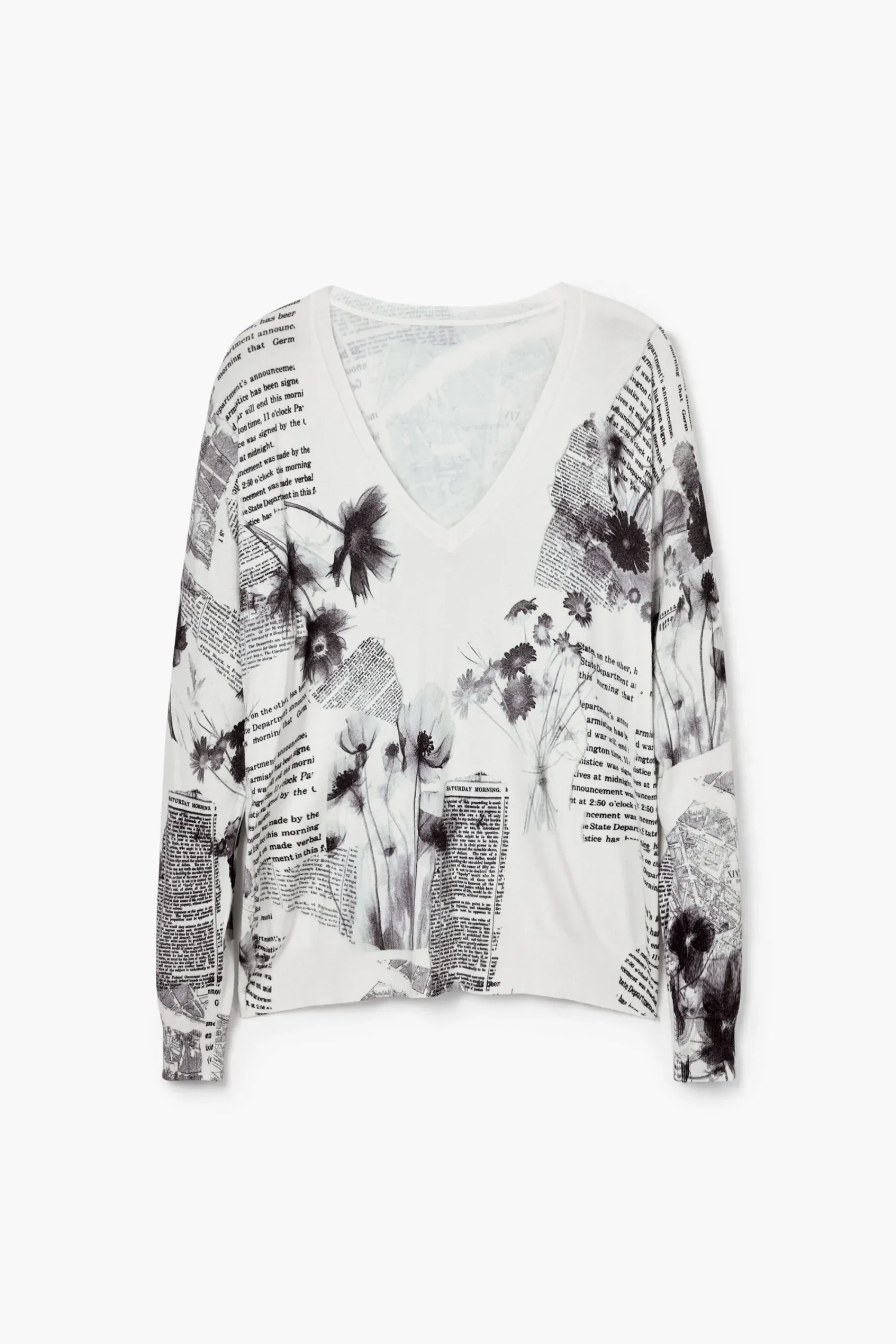 Ropa De Punto|Jerséis-Desigual Jersey de punto estampado textos