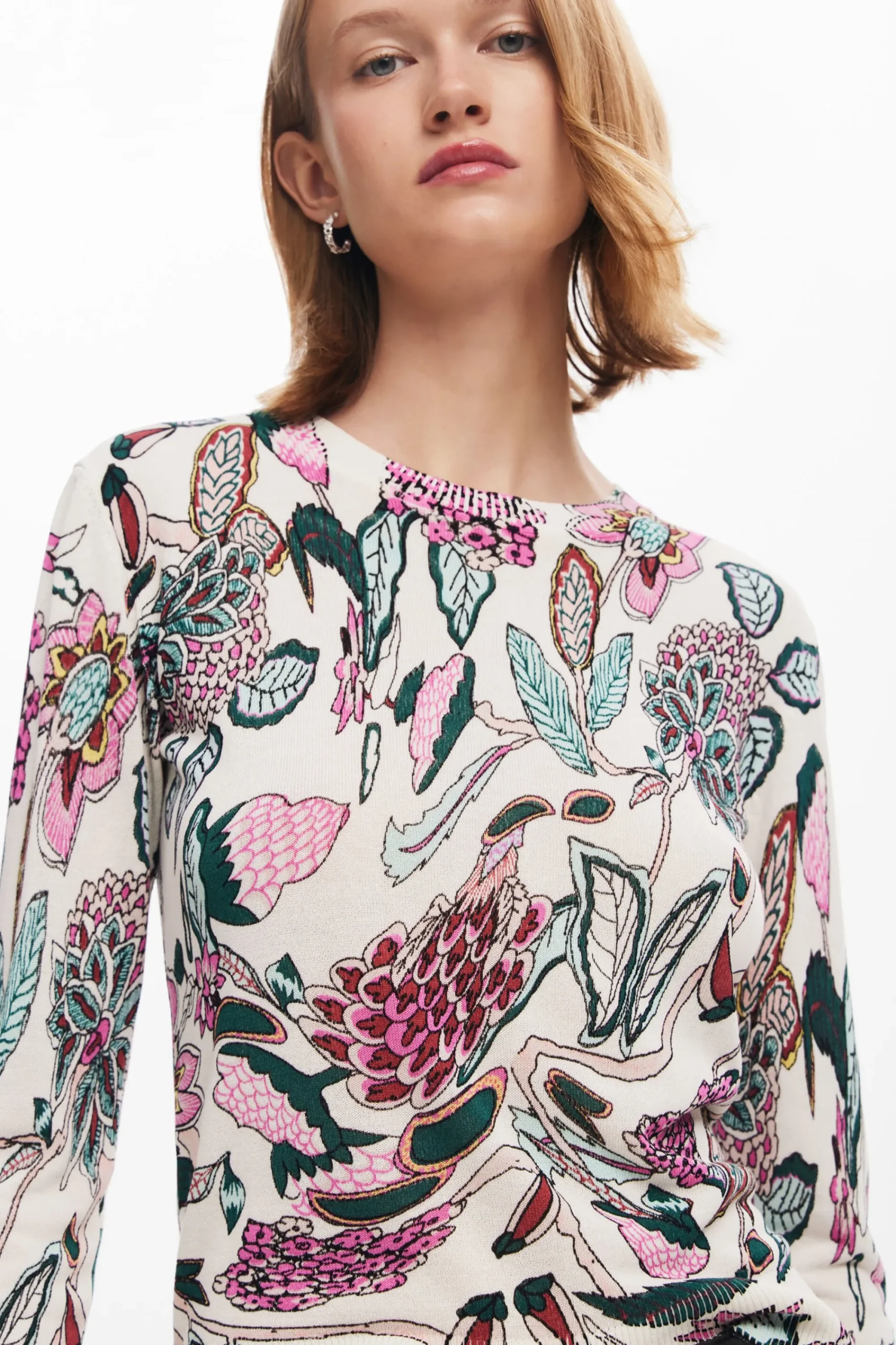Ropa De Punto|Jerséis-Desigual Jersey detalles flores
