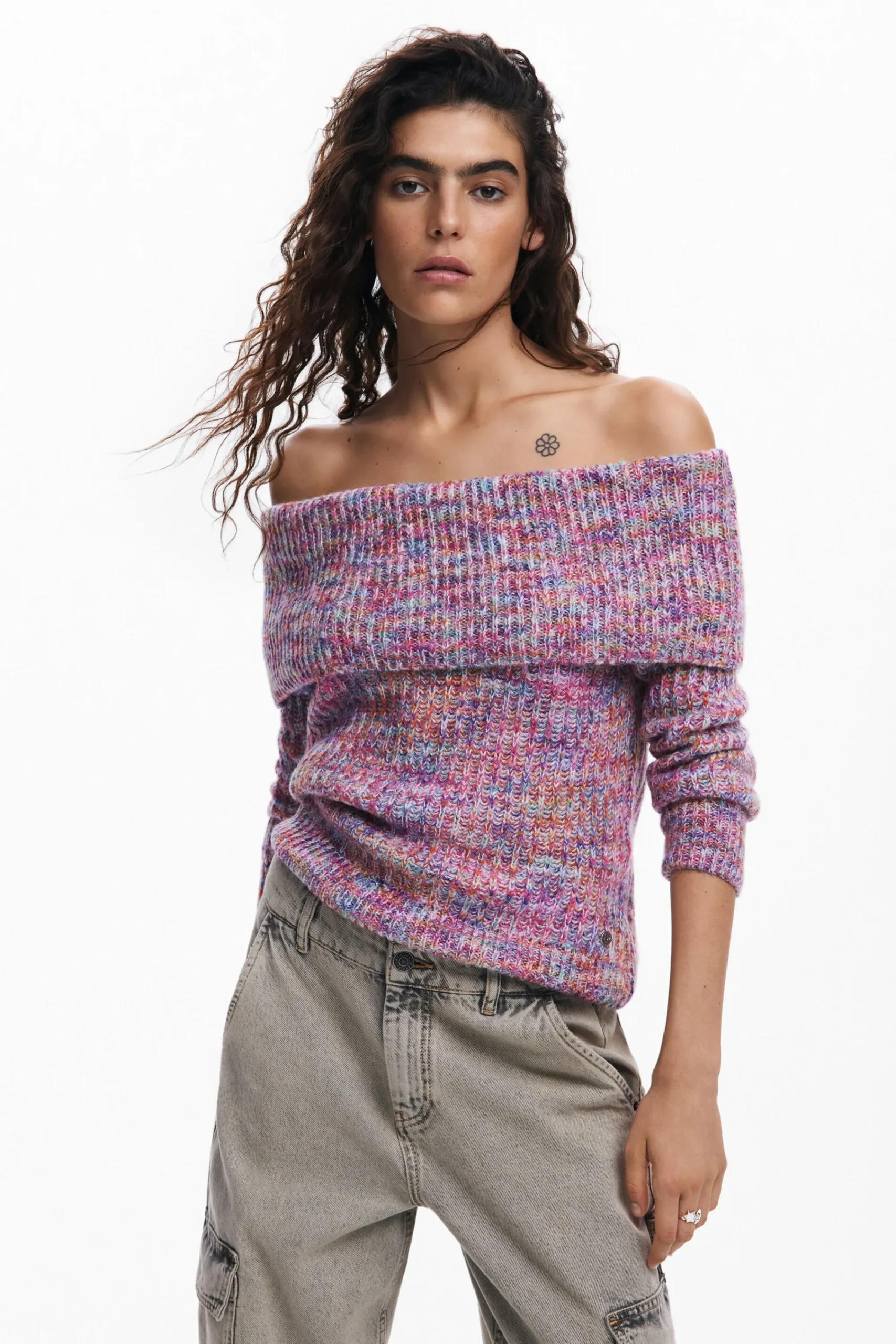 Jerséis|Ropa De Punto-Desigual Jersey escote bardot