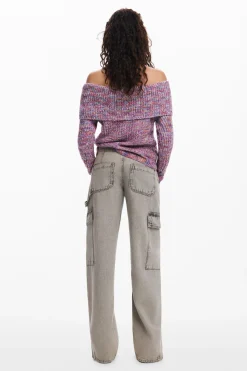 Jerséis|Ropa De Punto-Desigual Jersey escote bardot