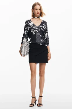 Ropa De Punto|Jerséis-Desigual Jersey estampado periódico