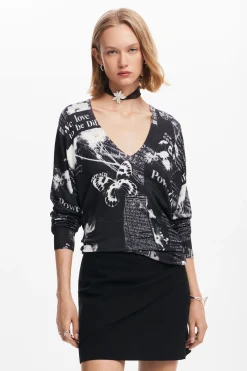 Ropa De Punto|Jerséis-Desigual Jersey estampado periódico