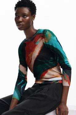 Ropa De Punto|Jerséis-Desigual Jersey punto fino arty difuminado