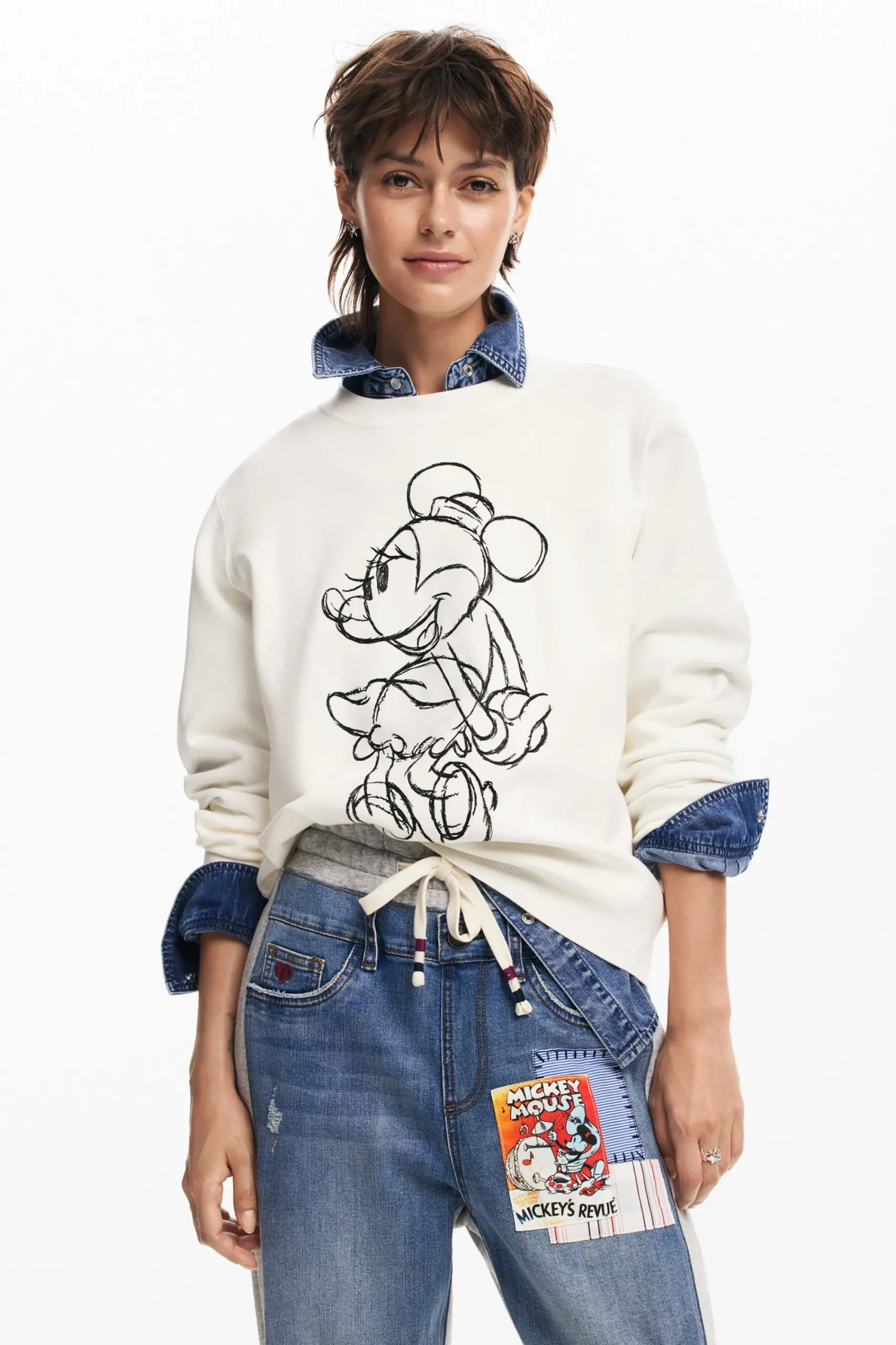 Vaqueros|Pantalones-Desigual Jogger combinado Mickey Mouse