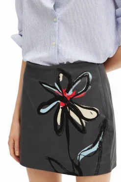 Faldas Y Shorts-Desigual Minifalda ilustración flor