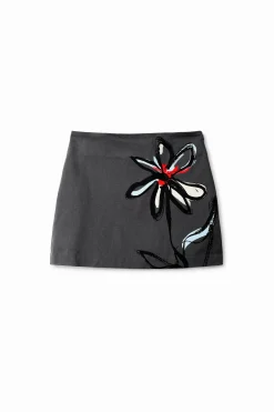 Faldas Y Shorts-Desigual Minifalda ilustración flor