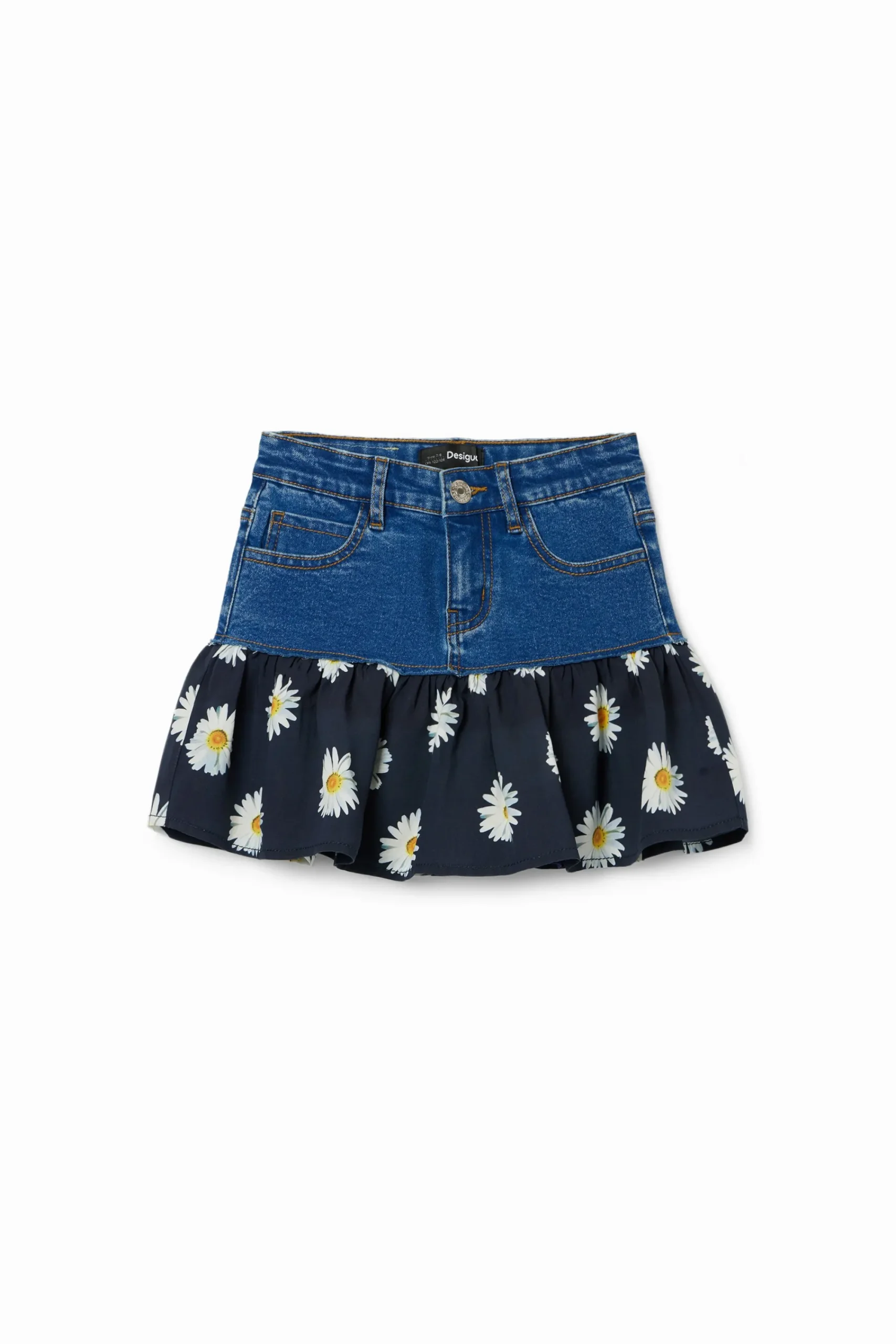 Faldas Y Pantalones-Desigual Minifalda vaquera volante margaritas