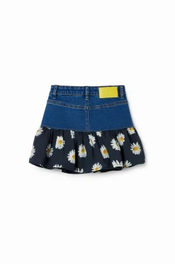 Faldas Y Pantalones-Desigual Minifalda vaquera volante margaritas