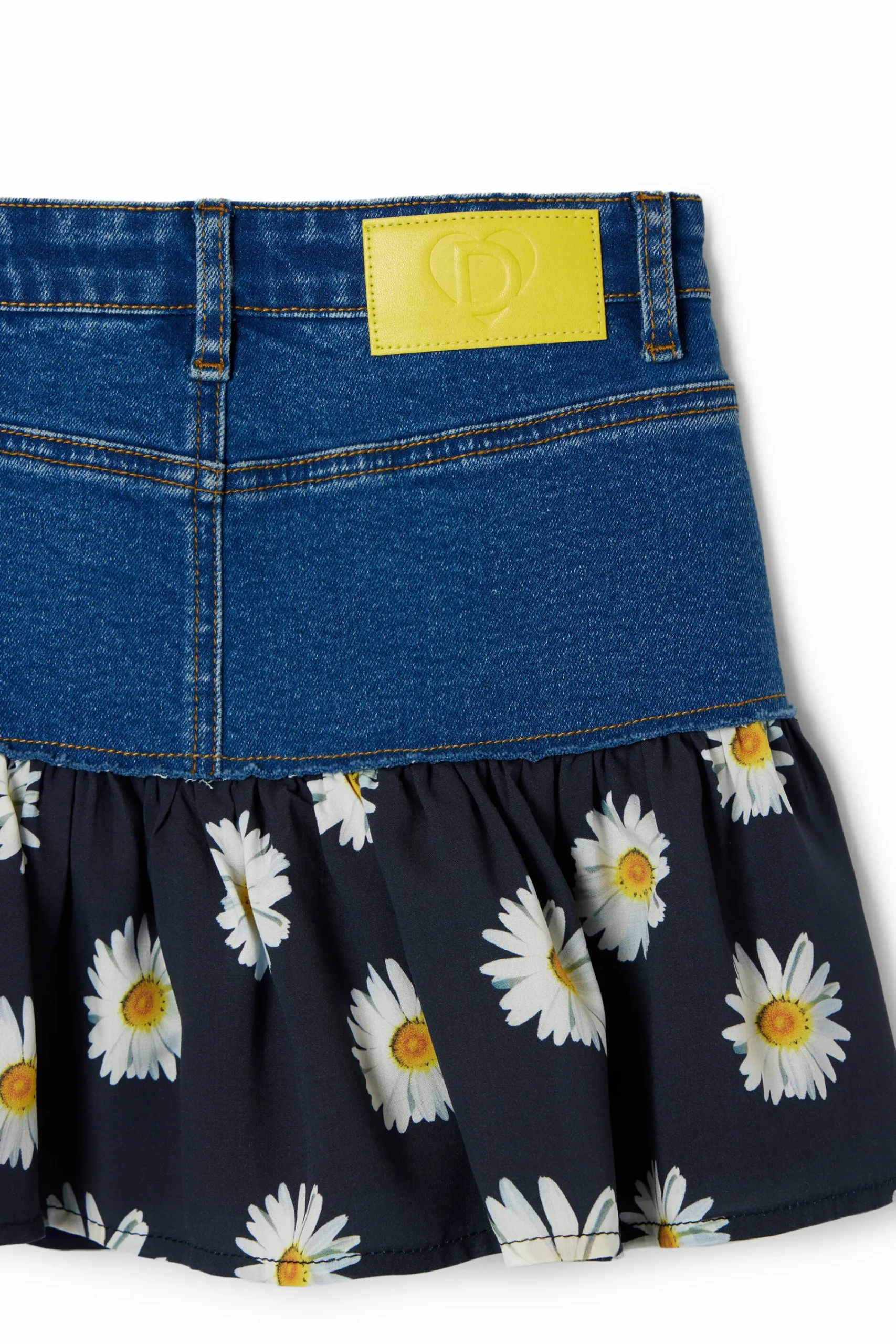 Faldas Y Pantalones-Desigual Minifalda vaquera volante margaritas
