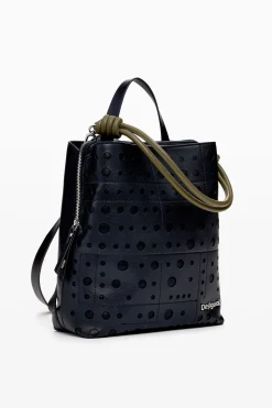 Mochilas|Mochilas-Desigual Mochila efecto piel círculos