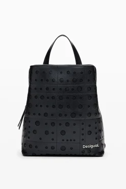 Mochilas|Mochilas-Desigual Mochila efecto piel círculos