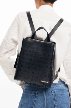Mochilas|Mochilas-Desigual Mochila efecto piel círculos