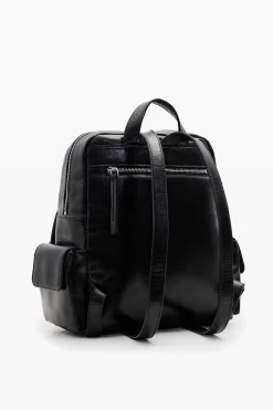Bolsos De Piel|Mochilas-Desigual Mochila piel M bolsillos