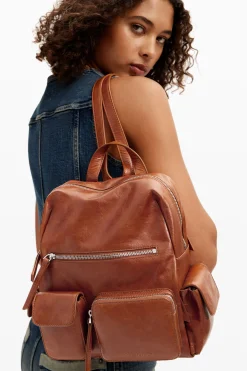 Bolsos De Piel|Mochilas-Desigual Mochila piel multibolsillo