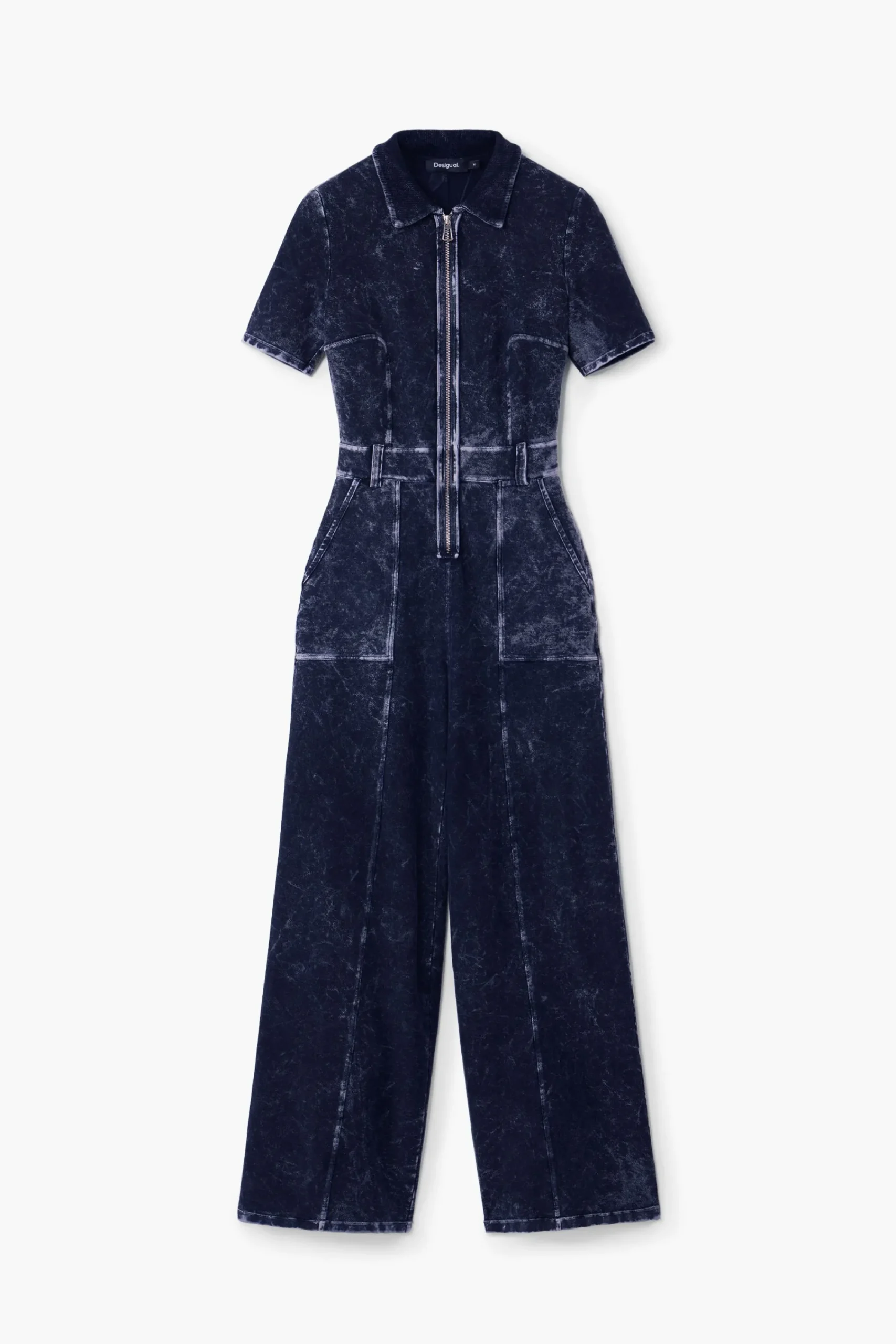 Pantalones|Vestidos Y Monos-Desigual Mono denim efecto lavado