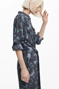 Pantalones|Vestidos Y Monos-Desigual Mono fluido estampado