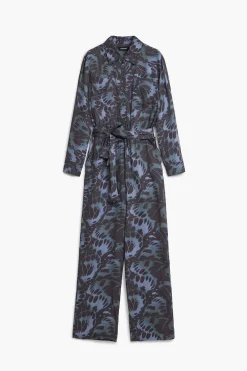 Pantalones|Vestidos Y Monos-Desigual Mono fluido estampado