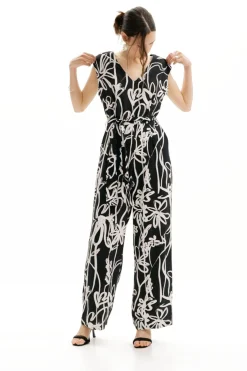 Pantalones|Vestidos Y Monos-Desigual Mono largo flores ilustradas