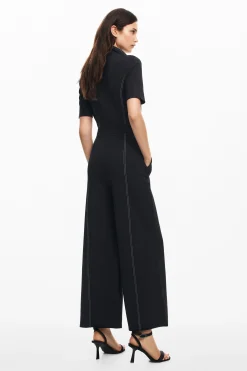 Pantalones|Vestidos Y Monos-Desigual Mono largo pespuntes