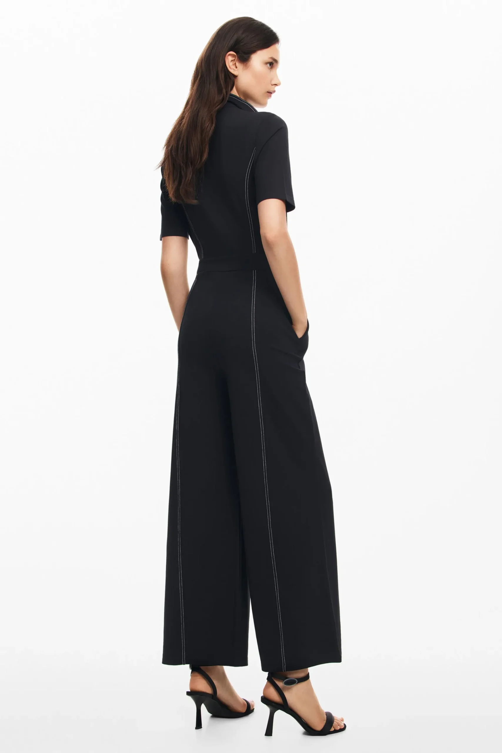 Pantalones|Vestidos Y Monos-Desigual Mono largo pespuntes