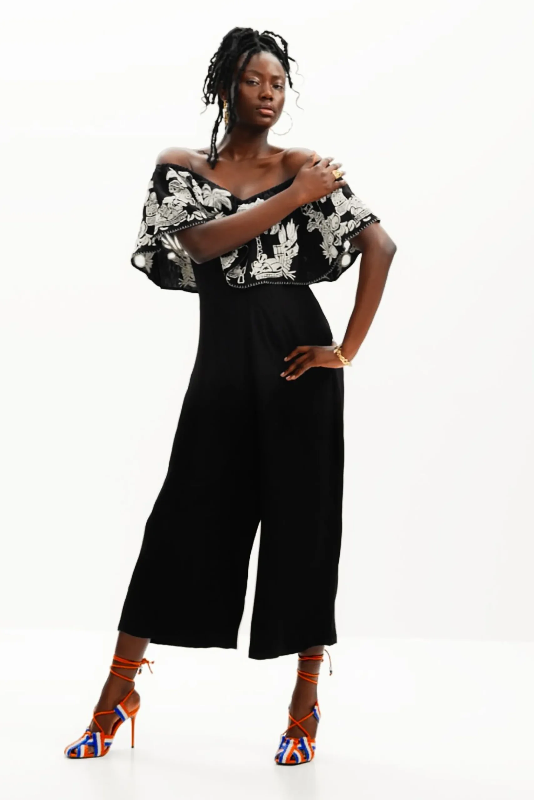 Pantalones-Desigual Mono midi palmeras Stella Jean