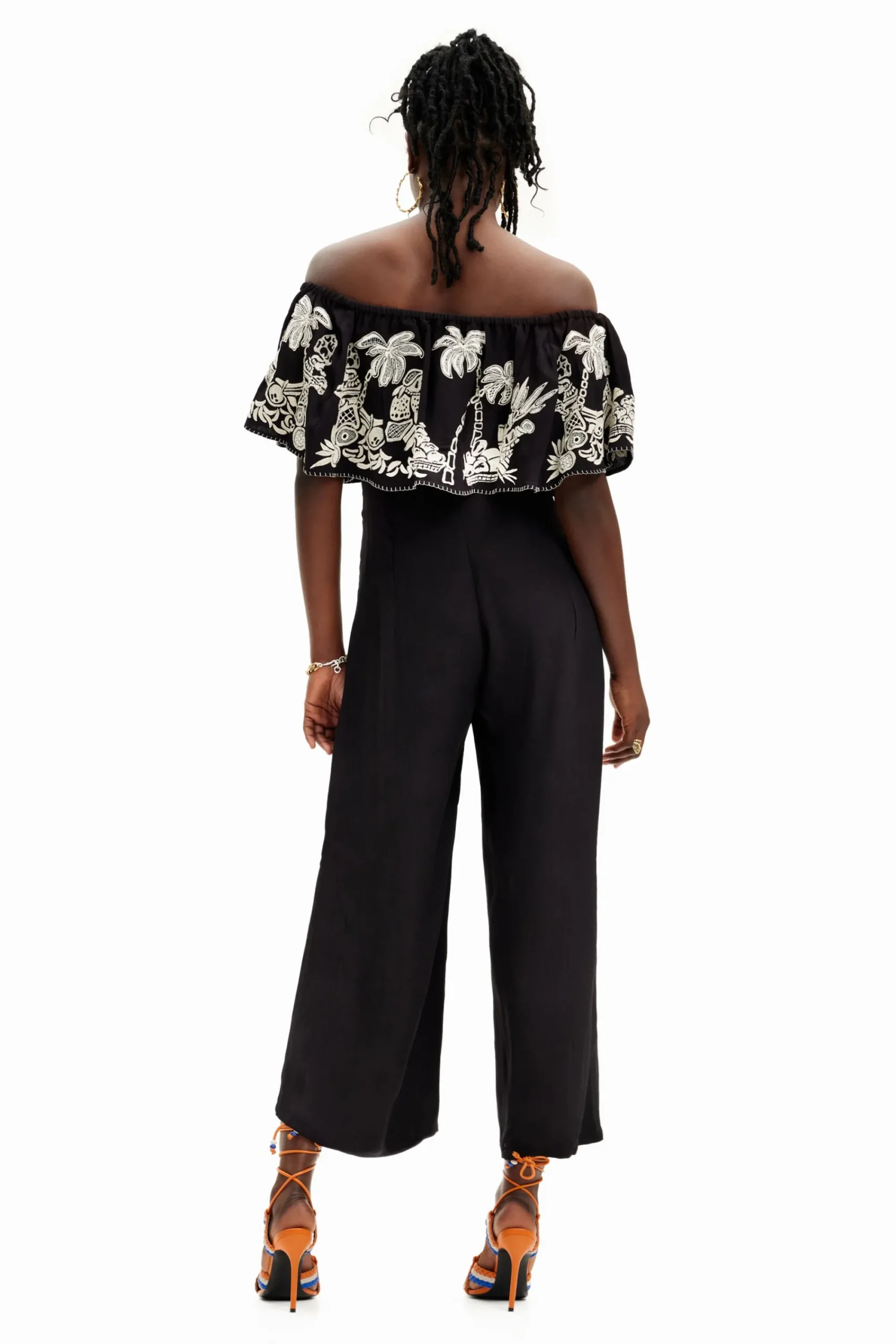 Pantalones-Desigual Mono midi palmeras Stella Jean