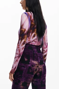 Pantalones-Desigual Pantalón campana devoré