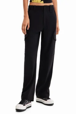 Pantalones-Desigual Pantalón cargo fluido