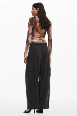 Pantalones-Desigual Pantalón cargo fluido