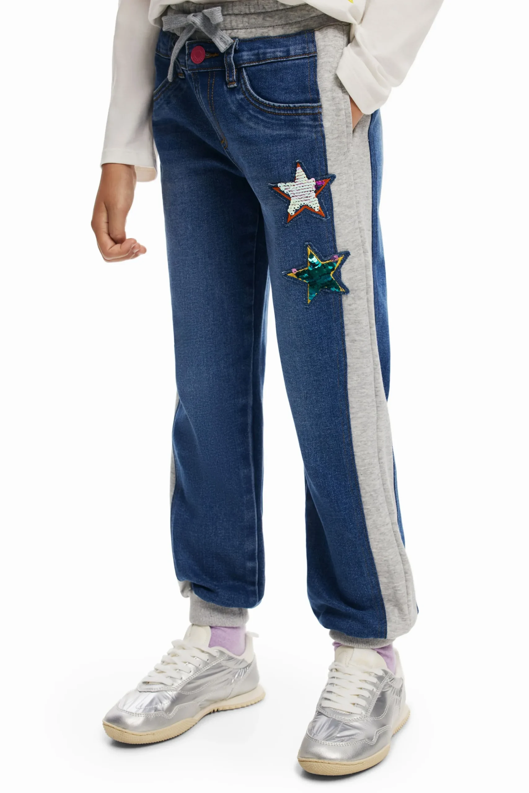 Faldas Y Pantalones-Desigual Pantalón jogger canalé estrellas