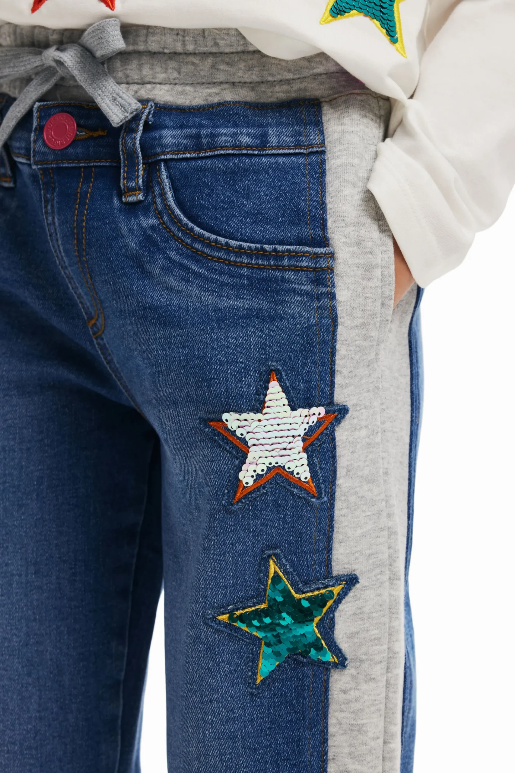 Faldas Y Pantalones-Desigual Pantalón jogger canalé estrellas