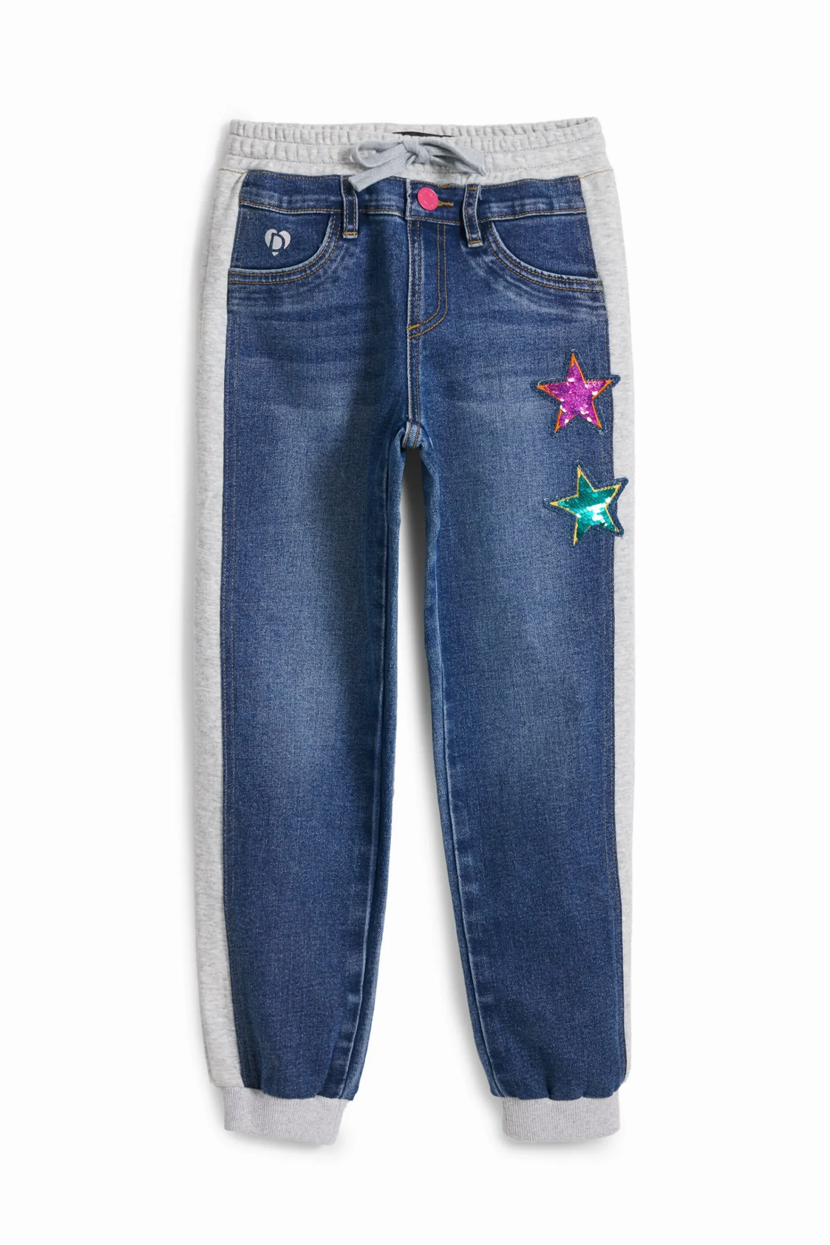 Faldas Y Pantalones-Desigual Pantalón jogger canalé estrellas