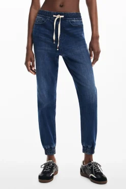 Vaqueros|Pantalones-Desigual Pantalón jogger tejido vaquero