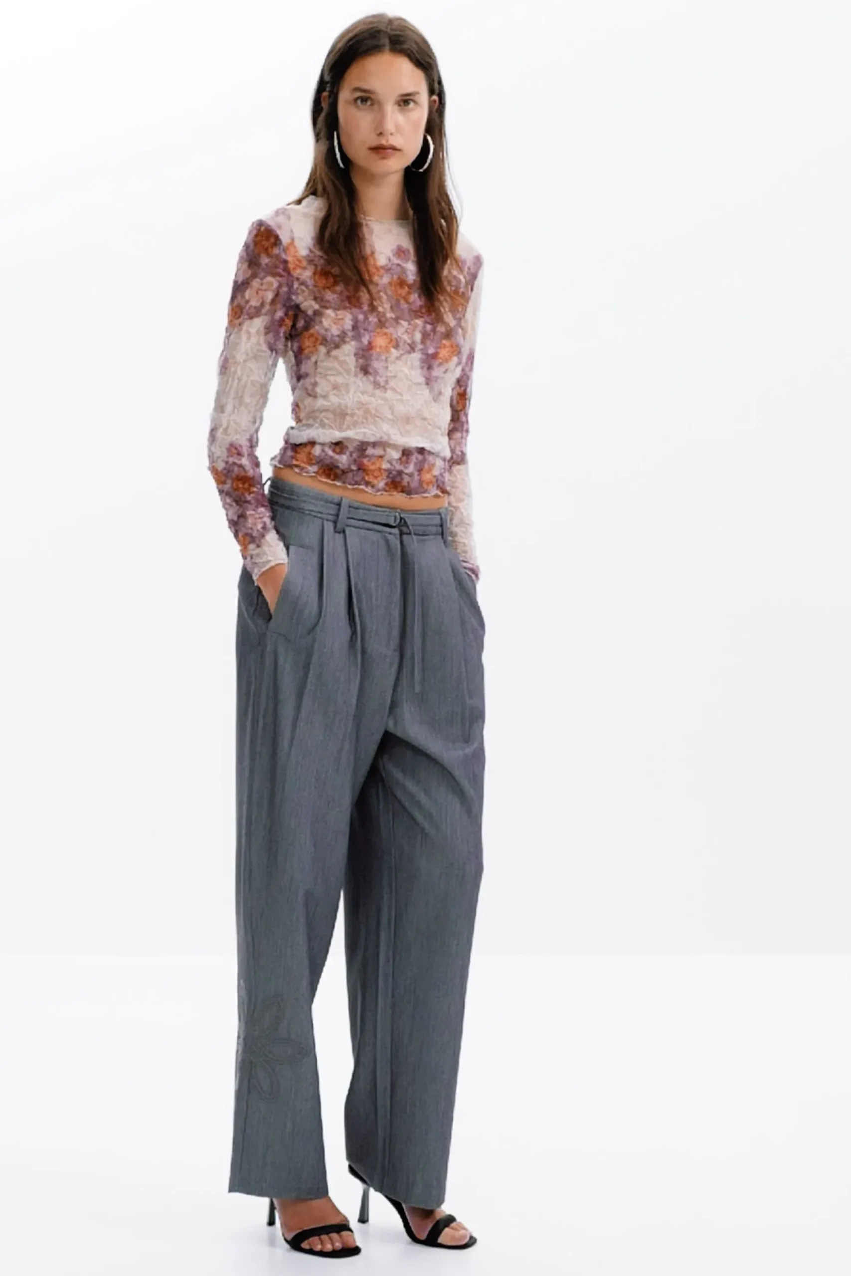 Pantalones-Desigual Pantalón largo recto