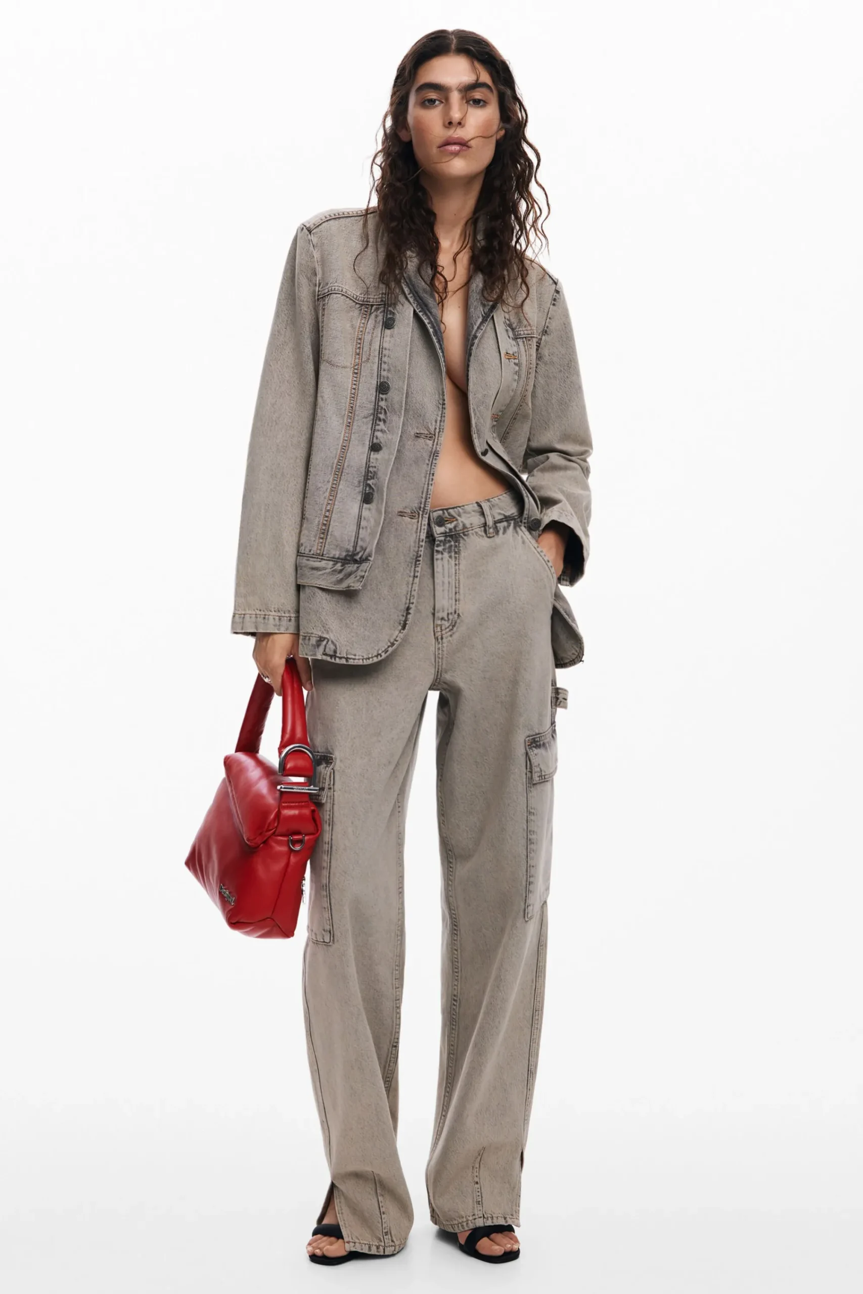 Vaqueros|Pantalones-Desigual Pantalón vaquero cargo