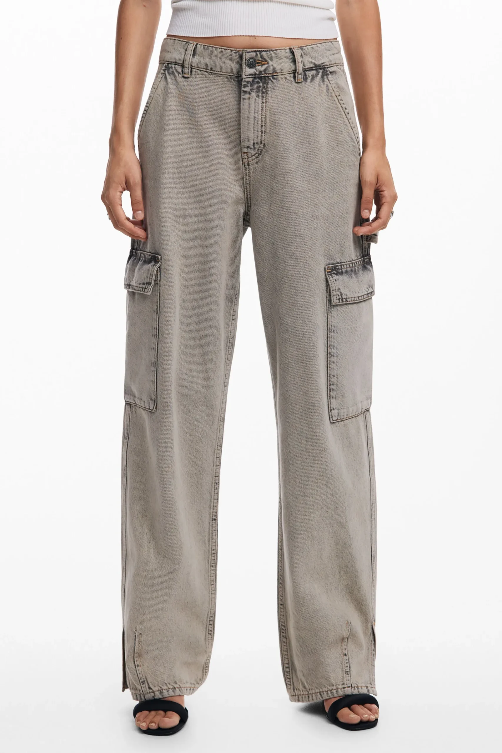 Vaqueros|Pantalones-Desigual Pantalón vaquero cargo