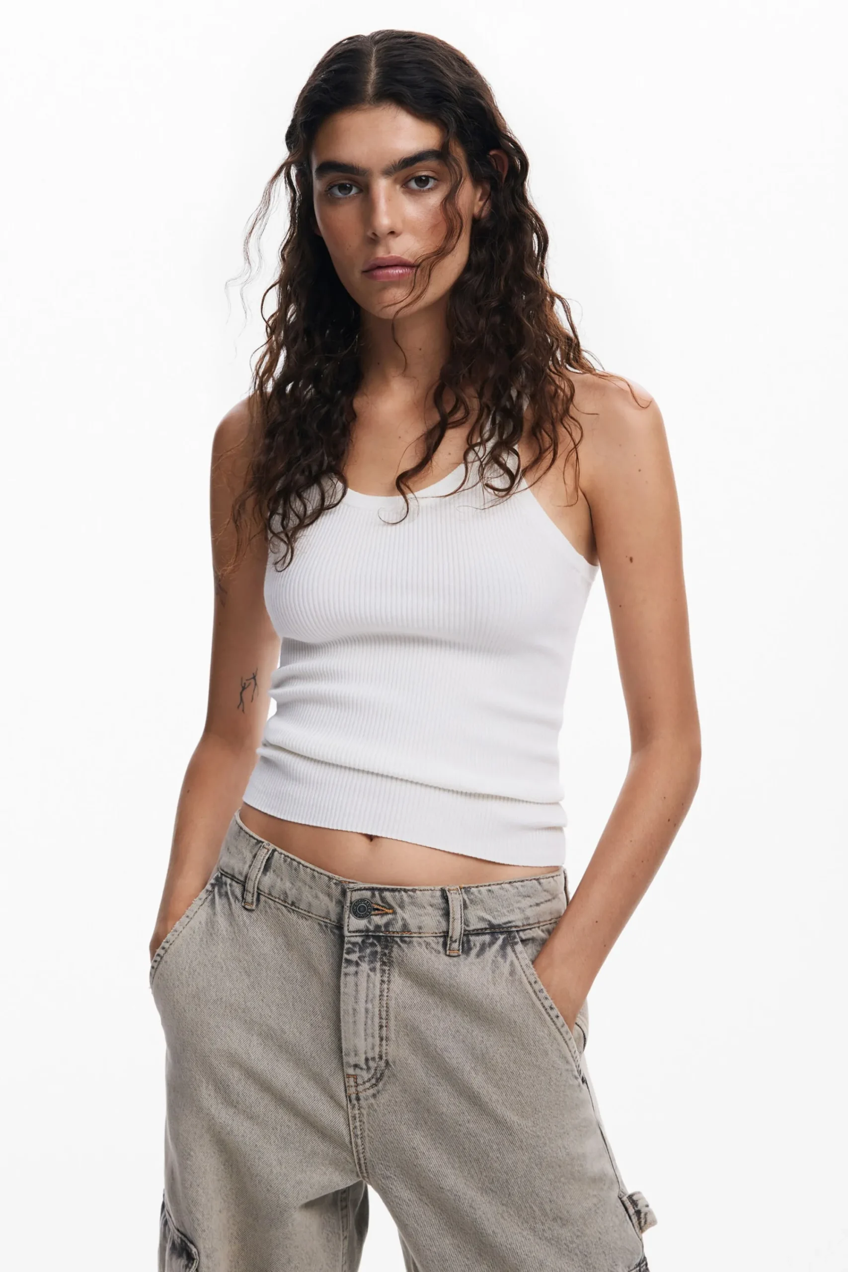 Vaqueros|Pantalones-Desigual Pantalón vaquero cargo
